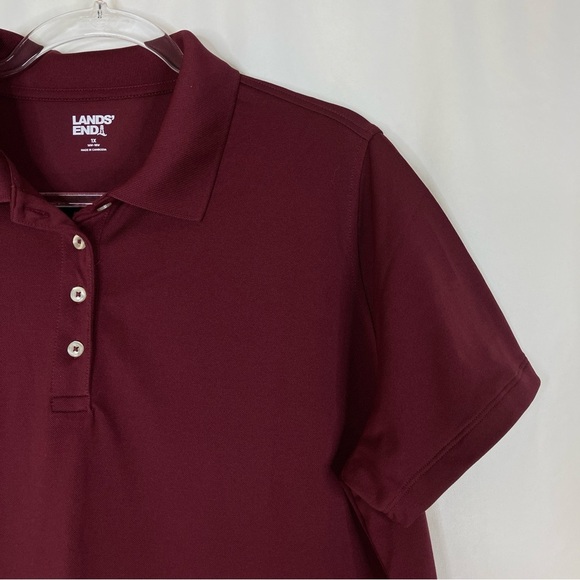 Lands' End | Burgundy Polyester Short Sleeve Polo Tee 1X - Picture 2 of 5